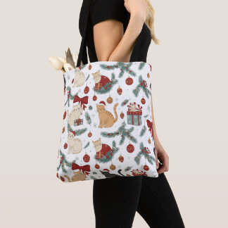 Adorable Cats and Christmas Pattern Tote Bag