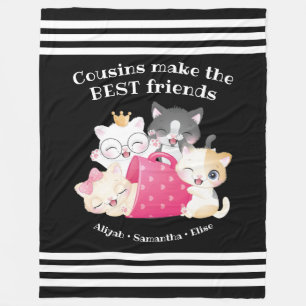 Adorable Cats Cousins Make the Best Friends Custom Fleece Blanket