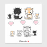 Adorable Cats Kittens Tuxedo, Orange Tabby, Grey Sticker