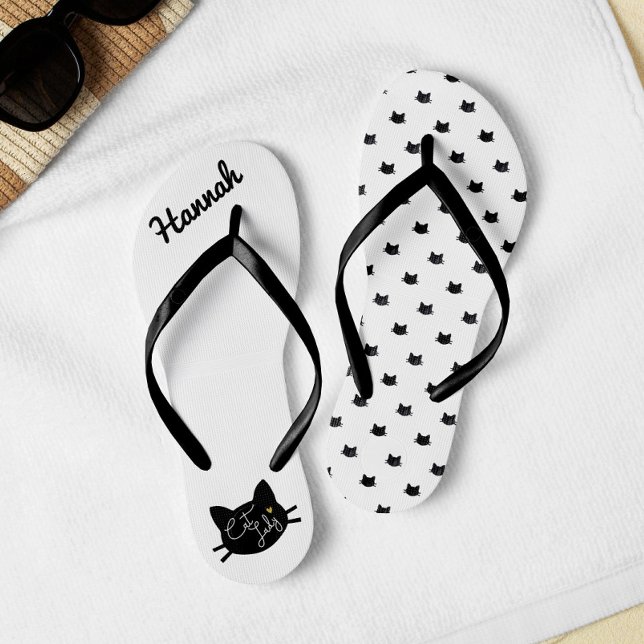 Adorable Cats Pattern Cat Lady Flip Flops (Creator Uploaded)