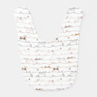 Adorable Cats Peeking Over Hearts  Baby Bib