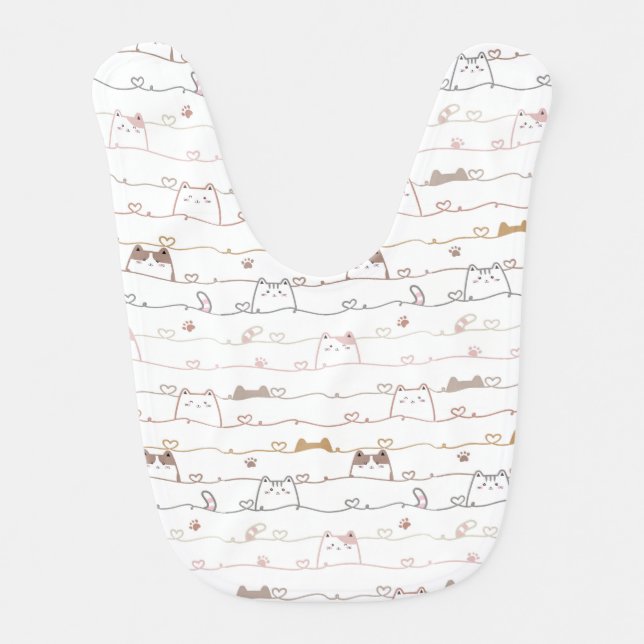 Adorable Cats Peeking Over Hearts  Baby Bib (Front)