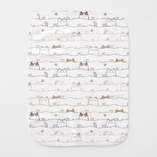 Adorable Cats Peeking Over Hearts  Baby Burp Cloth