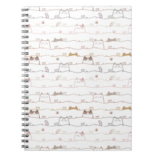 Adorable Cats Peeking Over Hearts Notebook
