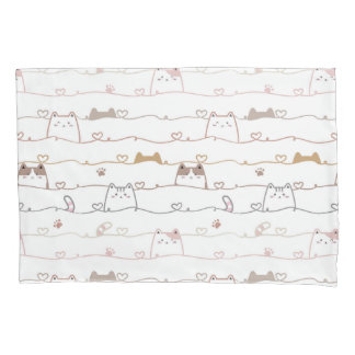 Adorable Cats Peeking Over Hearts  Pillow Case
