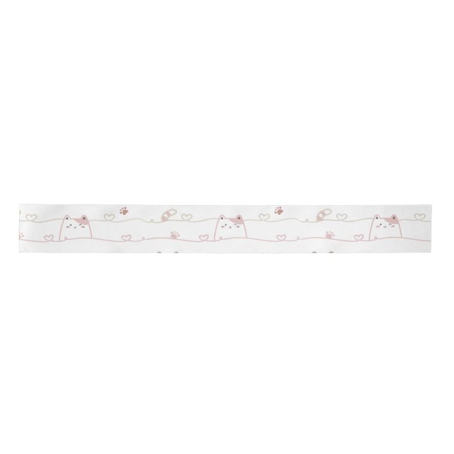 Adorable Cats Peeking Over Hearts  Satin Ribbon (Front)
