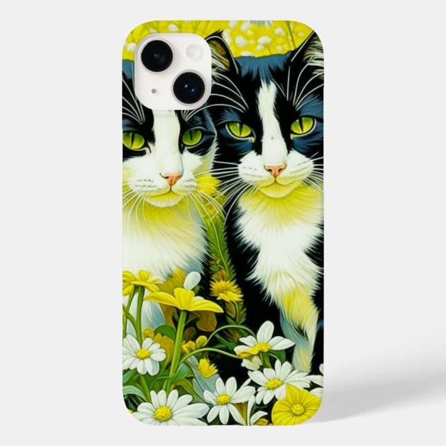 Adorable Cats sitting in a field of Daisies  Case-Mate iPhone Case (Back)