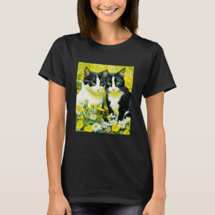 Adorable Cats sitting in a field of Daisies  T-Shirt