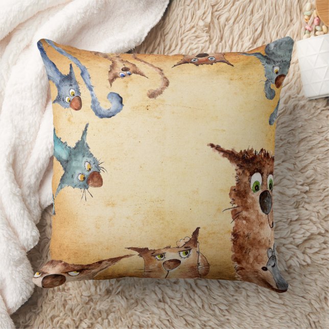 Adorable cats throw pillow (Blanket)