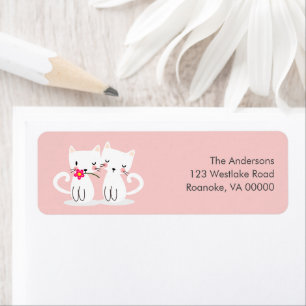 Adorable Cats Valentines Day Personalized Label