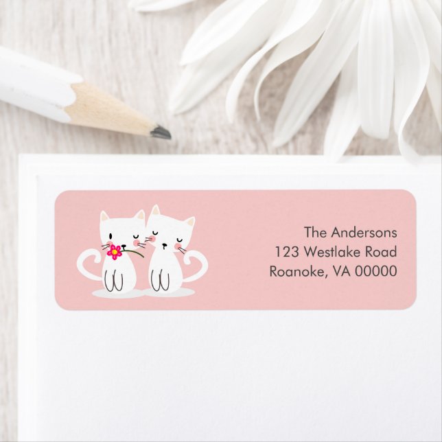 Adorable Cats Valentines Day Personalized Label (Insitu)