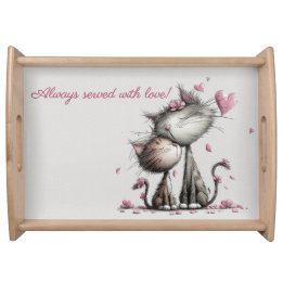 Adorable Cats with Love Serving Tray