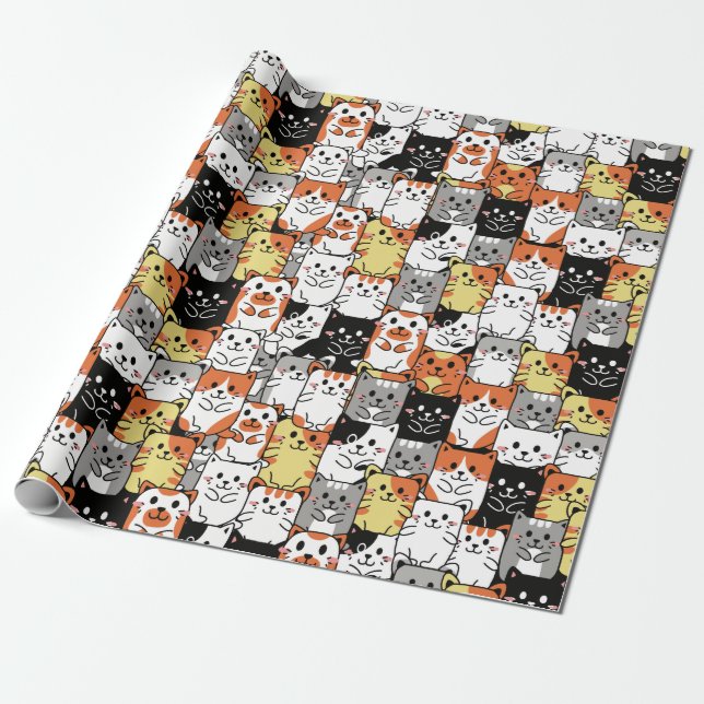 Adorable Cats Wrapping Paper (Unrolled)