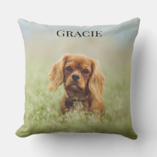 Adorable Cavalier King Charles puppy Throw Pillow