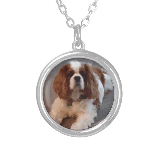Adorable Cavalier King Charles Spaniel Silver Plated Necklace (Front)