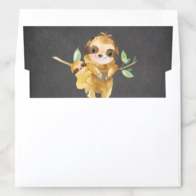 Adorable Chalkboard Baby Sloth Envelope liner (In Envelope)