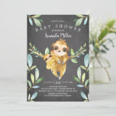 Adorable Chalkboard Sloth Baby Shower Invitation (Standing Front)