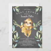 Adorable Chalkboard Sloth Baby Shower Invitation (Front)