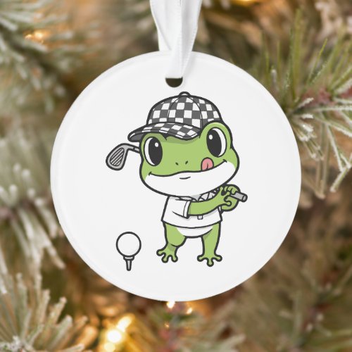 Adorable Charm Cute Frog Golfing Playful Fun Gift  Ornament