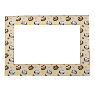 Adorable Checkered Hoot Owl Pattern Magnetic Photo Frame