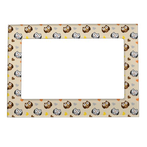 Adorable Checkered Hoot Owl Pattern Magnetic Photo Frame