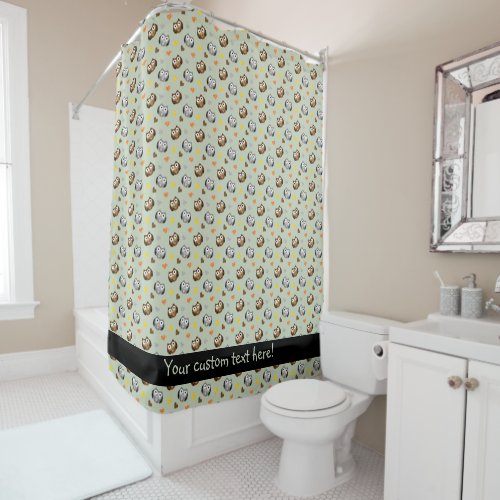 Adorable Checkered Hoot Owl Pattern Shower Curtain
