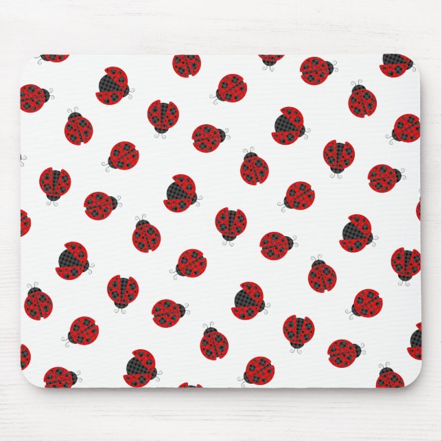 Adorable Checkered Plaid Ladybug Graphic Pattern Mouse Pad (Front)