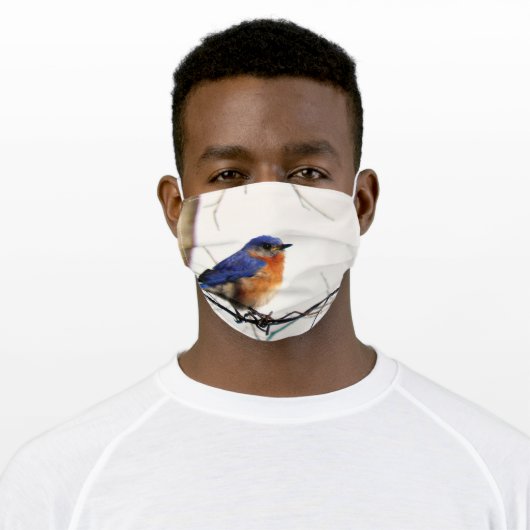 Adorable Cheerful Eastern Bluebird Adult Cloth Face Mask (Worn)