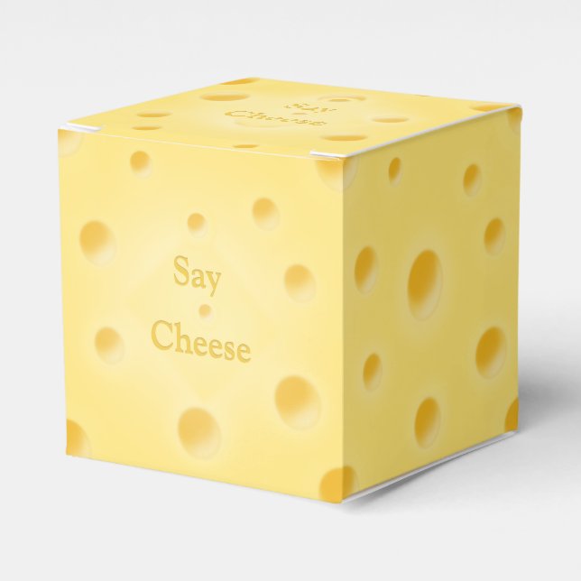 Adorable Cheese Cube Charming Custom Cheesy Favor Boxes (Front Side)