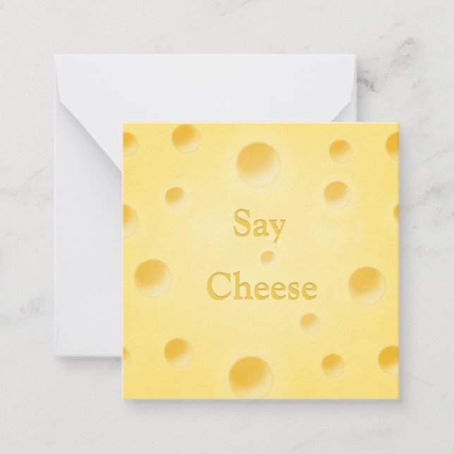 Adorable Cheese Slice Charming Pale Yellow Custom Note Card (Front)