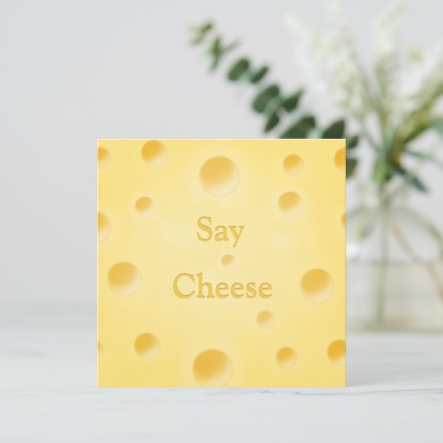 Adorable Cheese Slice Charming Pale Yellow Custom Note Card (Standing Front)