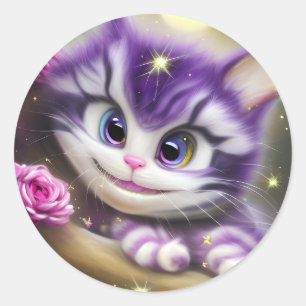 Adorable Cheshire Kitten Classic Round Sticker
