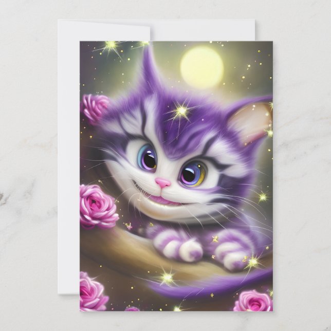 Adorable Cheshire Kitten Holiday Card (Front)