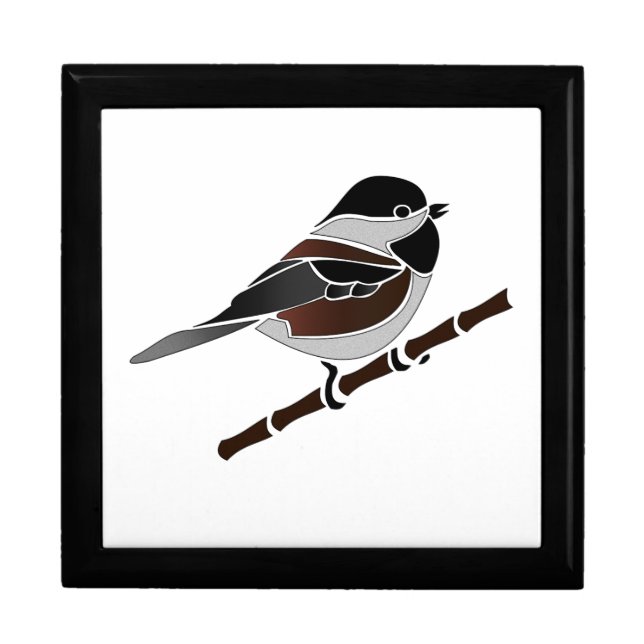 Adorable Chestnut Backed Chickadee Bird Gift Box (Front)