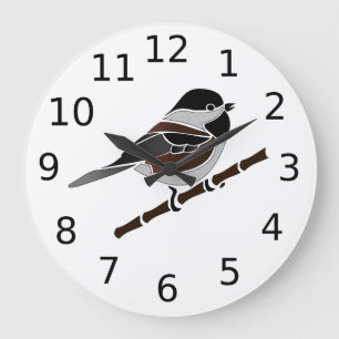 Adorable Chestnut Backed Chickadee Bird Large Clock