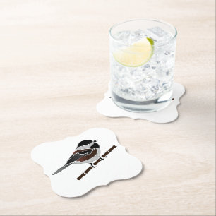 Adorable Chestnut Backed Chickadee Bird Paper Coaster