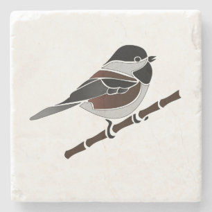 Adorable Chestnut Backed Chickadee Bird Stone Coaster