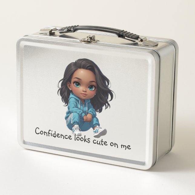 Adorable Chibi girl with sneakers  Metal Lunch Box (Front)