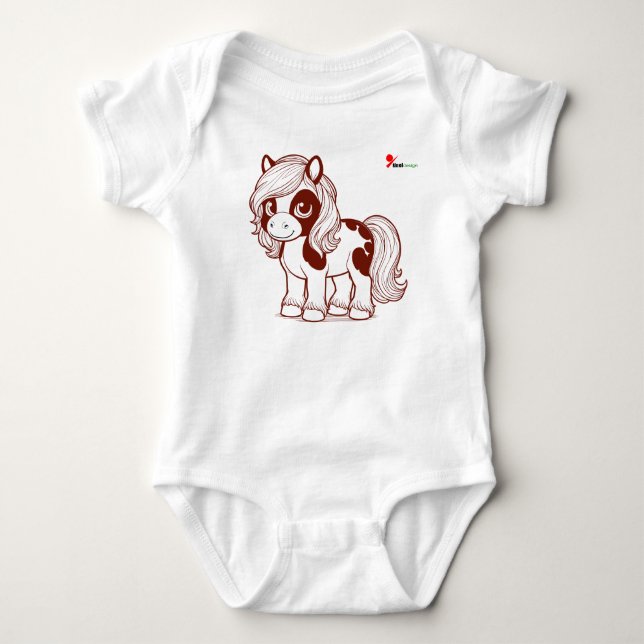 Adorable Chibi Pony Horse Baby Bodysuit (Front)