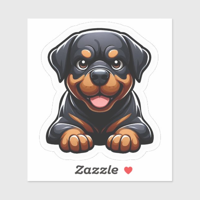 Adorable Chibi Rottweiler Puppy Smile Sticker (Sheet)