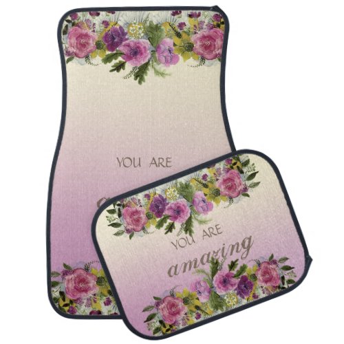 Adorable Chic Colorful Watercolor Flowers Car Floor Mat