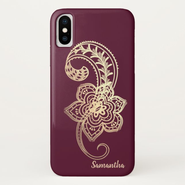 Adorable Chic Gold Paisley   -Personalized Case-Mate iPhone Case (Back)