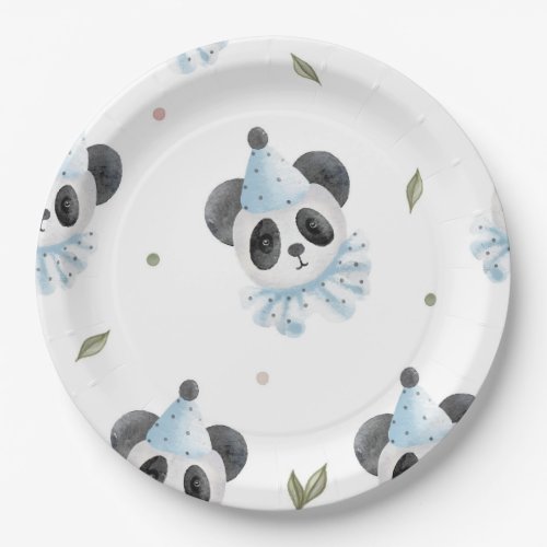 Adorable Chic Panda Bear Rustic Paper Plates