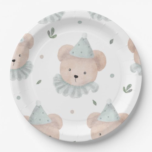 Adorable Chic Teddy Bear Birthday Rustic Paper Plates