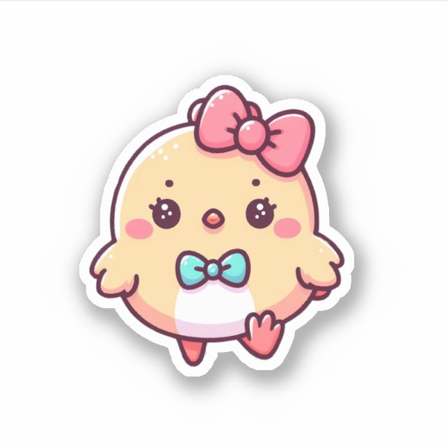 adorable chick die cut sticker (Front)