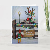Adorable Chicken and Rudolph Christmas Card! Holiday Card