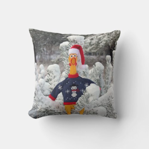Adorable Chicken Winter Christmas Pillow Throw Pillow