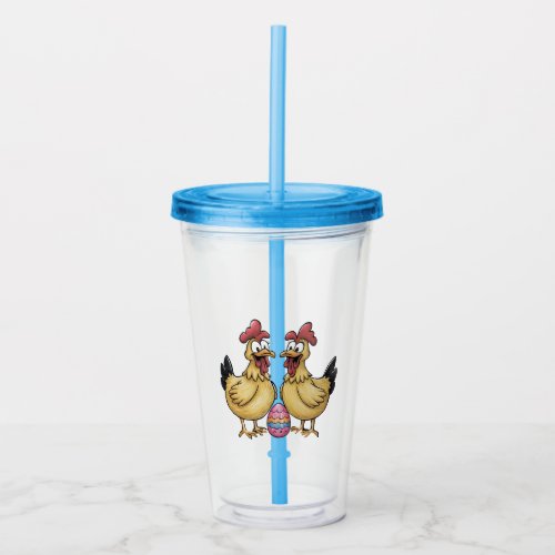 Adorable chickens and Easter egg Acrylic Tumbler