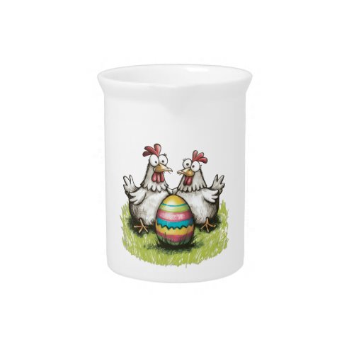 Adorable chickens and Easter egg Beverage Pitcher