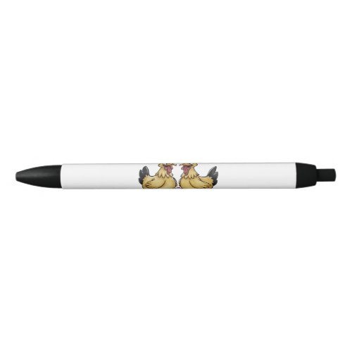 Adorable chickens and Easter egg Black Ink Pen